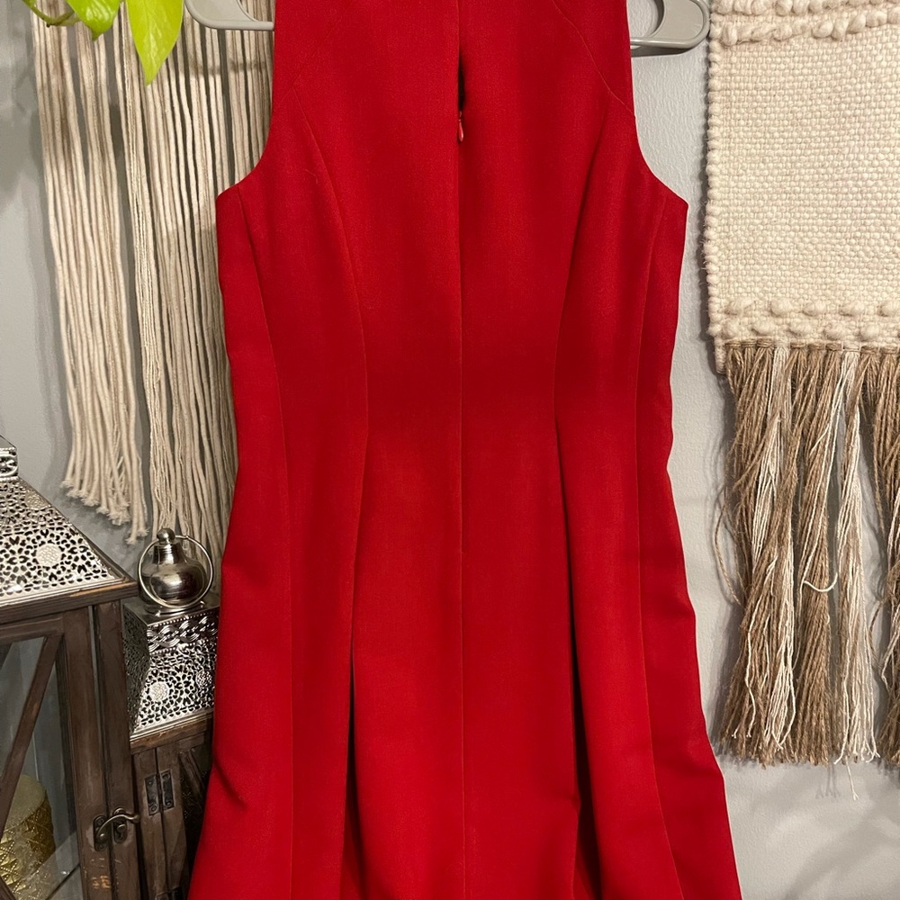 Loft Red Pleat Waist Dress - Picture 3 of 3